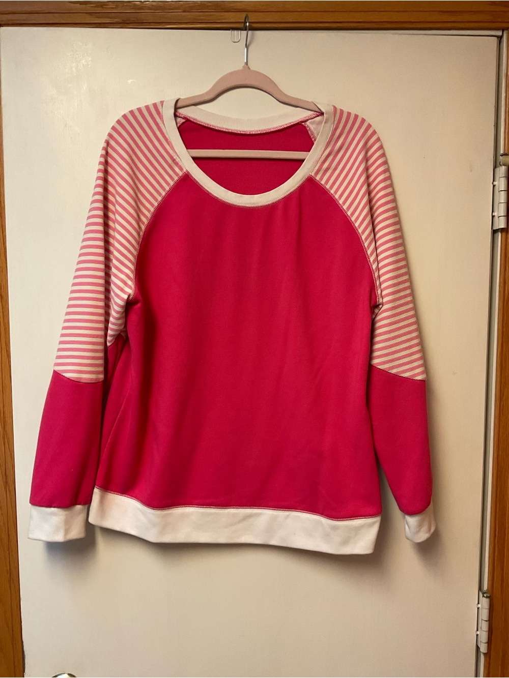 Pink Striped Raglan Sweatshirt